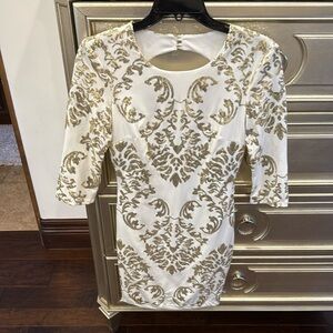 B Darlin White and Gold Mini Dress